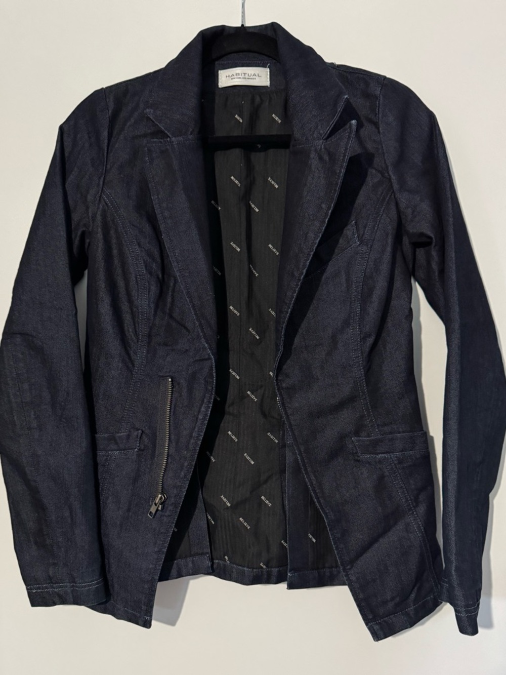 Habitual Premium Denim Blazer - Dark Wash with Zipper Detail